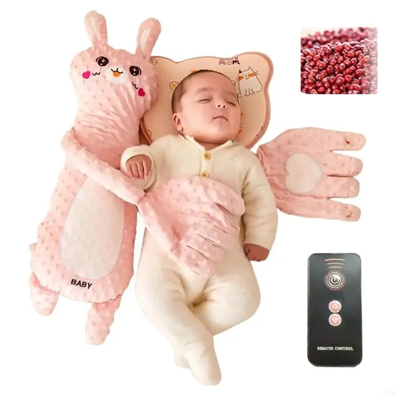 Infant Sleeping Comforter Soft & Breathable Cartoon Pacify Hand Soother with Automatic Beating for Better Sleep Quality A2UB