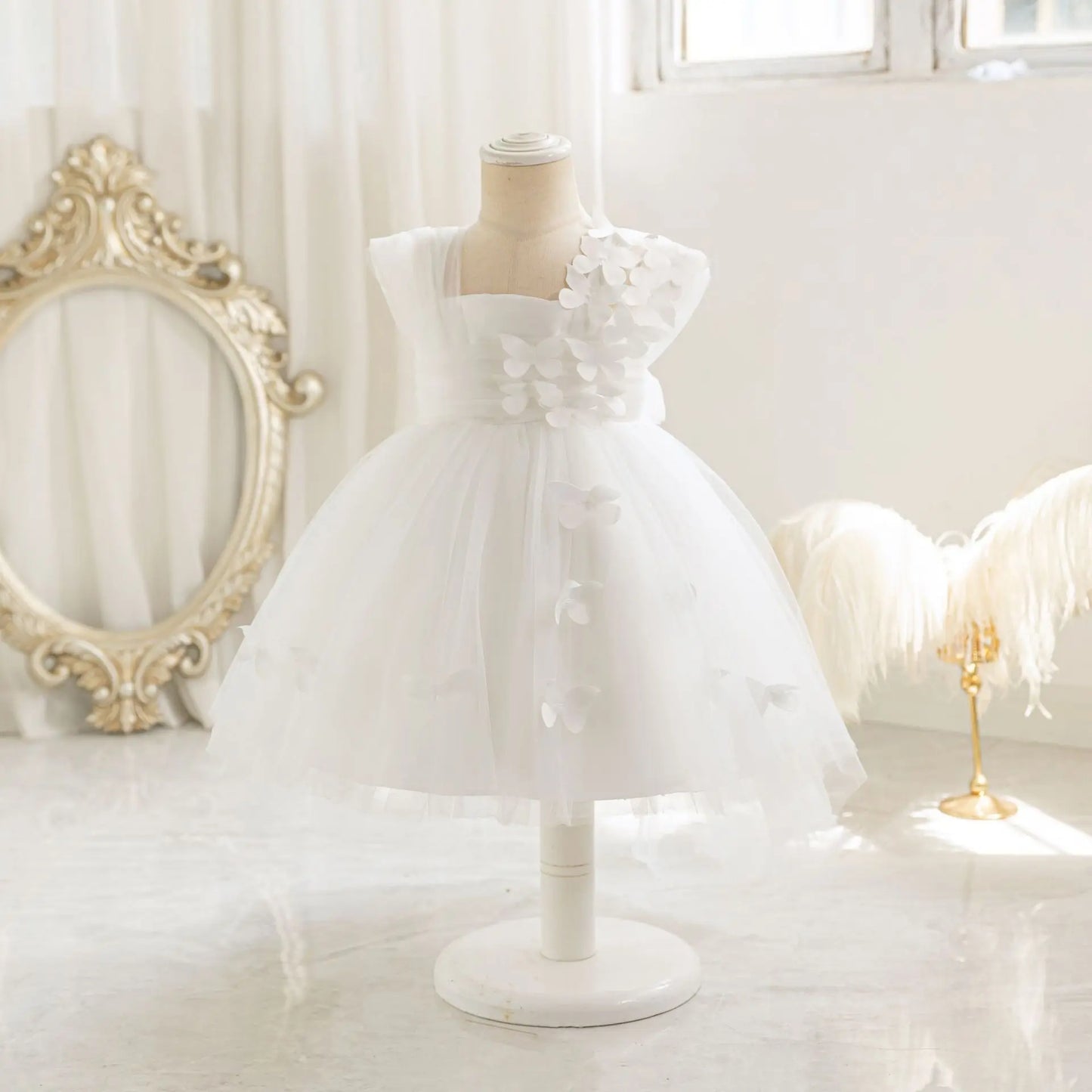 HETISO Baby Girls 1st Birthday Baptism Dress Kids Princess Wedding Party Ball Gowns for New Year 3D Butterfly Mesh