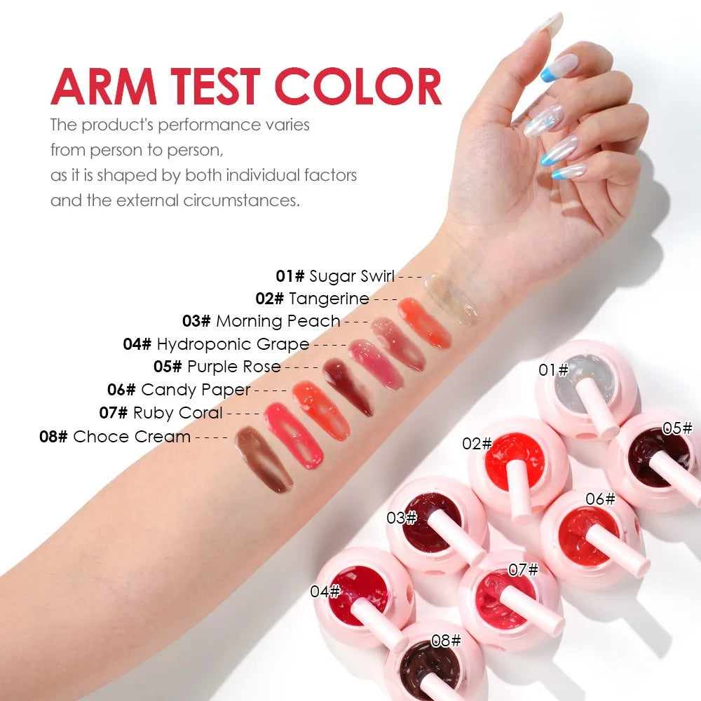 Long-lasting Moisturizing Solid Lip Jelly Red Tinted Lip & Cheek Jam Lip Balm Smooth Gloss Jelly LipGloss Water Light Lipsticks