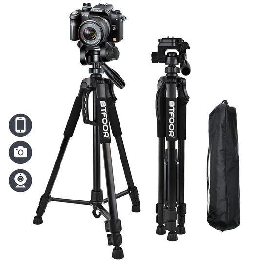 Phone Travel Self Tripod Aluminum Tall 55” 140CM Stand With Quick Plates Mount Pan Head For Canon Nikon DSLR SLR Digital Camera - Merit Sell