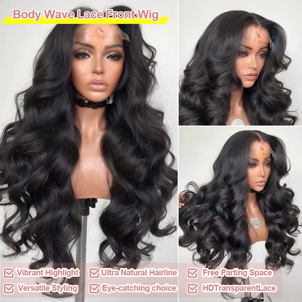Body Wave Glueless Wig Human Hair Wig 40 inch 13x6 Lace Frontal Wig 360 Full Lace Wigs of Women Pre cut Lace Water Wave Wigs