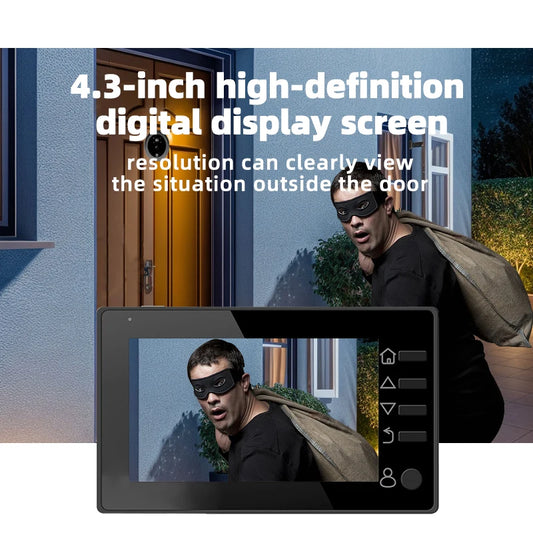 4.3 Inch HD Display Visual Peephole Video Doorbell 145 Degree Angel 1 Megapixel Camera PIR Motion Detection Night Vision Cat Eye - Merit Sell