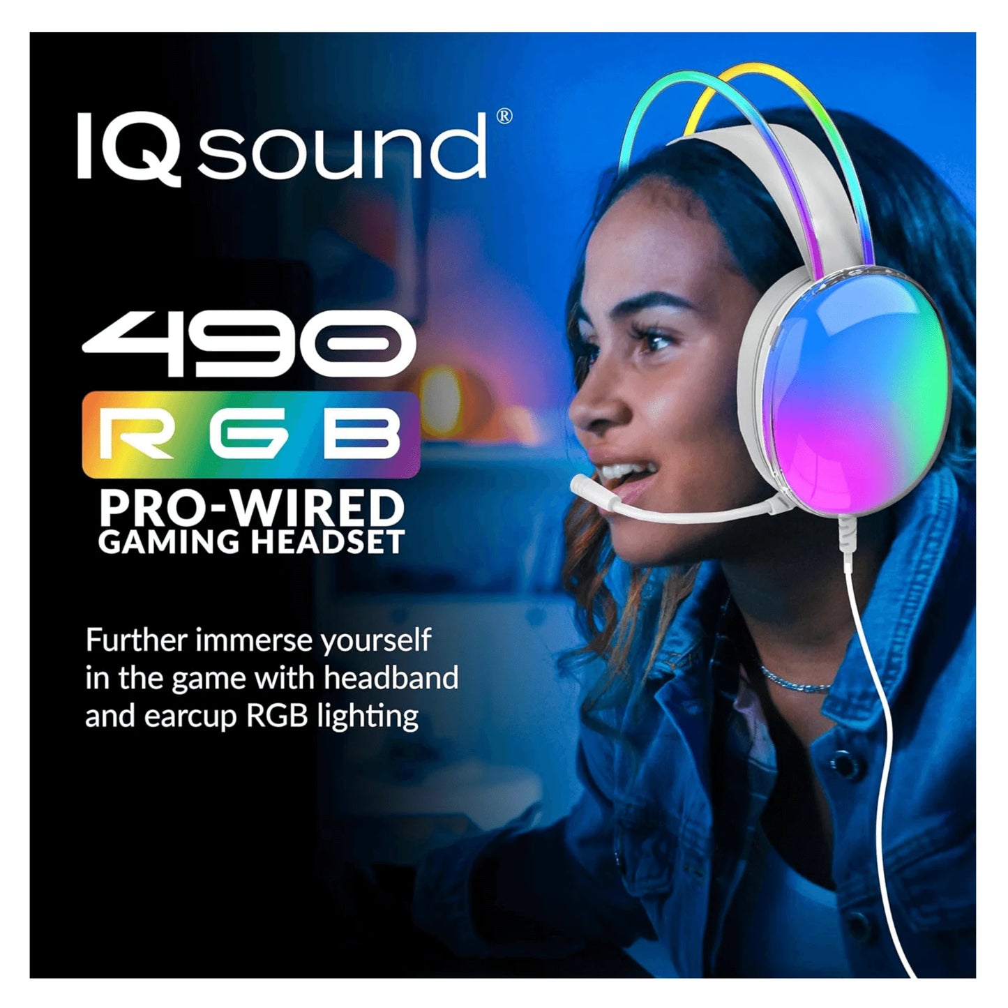 Pro-Wired On-Ear & Over-Ear Gaming Headset with Lights & Surround Sound for Gamers