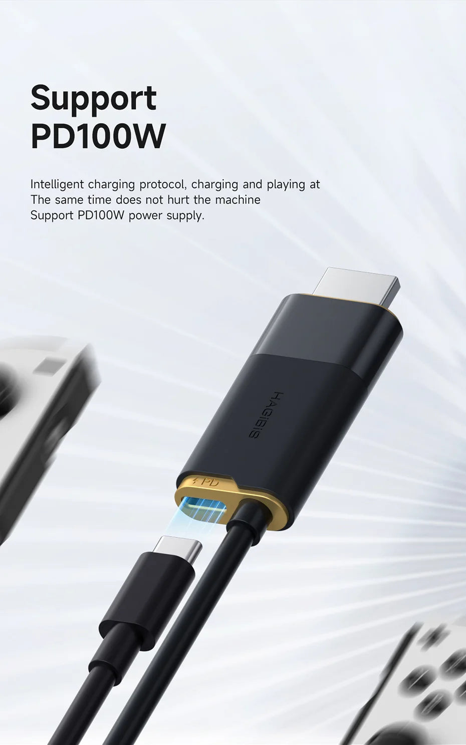 Hagibis Switch Dock for Nintendo Switch/OLED/Switch2 USB C to HDMI Cable Adapter 8K@60Hz HDR 100W PD for Laptop SteamDeck ROG