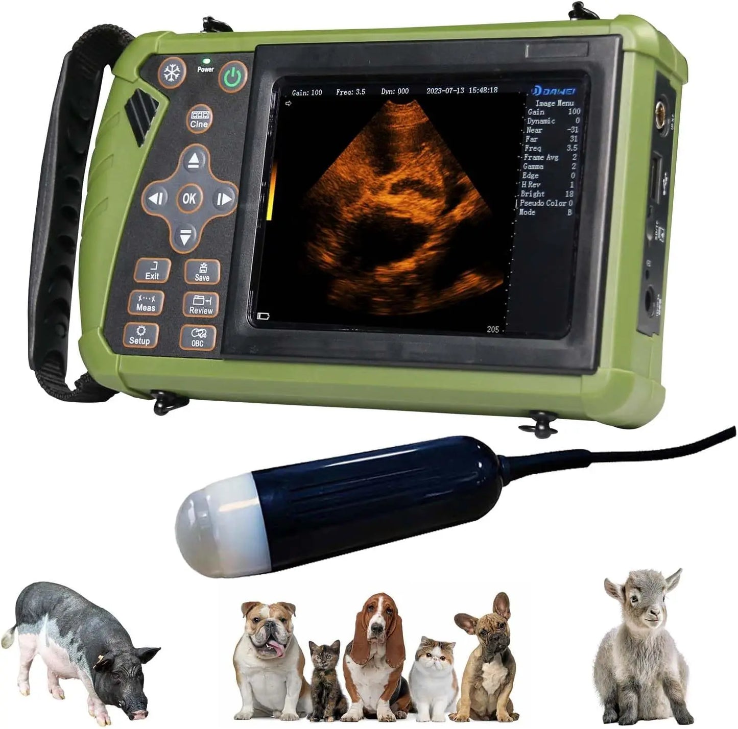 Portable Veterinary Ultrasound Scanner, Handheld Vet Pregnancy Machine for Pig Sheep Dog Cat, 3.5MHz Probe Waterproof