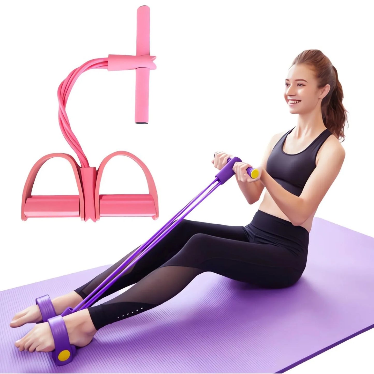 Four-Tube Pedal Tensioner Multi-Functional Household Fitness Equipment Yoga Abdominal Strengthening Elastic Band Tension Rope