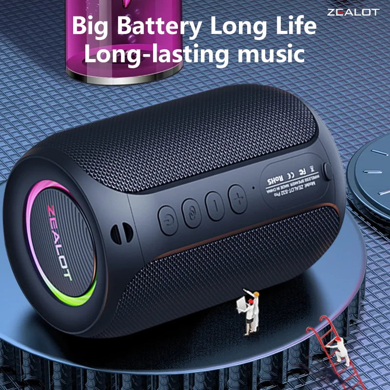 Zealot S32 Pro 15W Wireless Speakers, Featuring Wireless Connectivity,a 3600Mah Battery for 12 Hours of Loud Stereo Playtime.