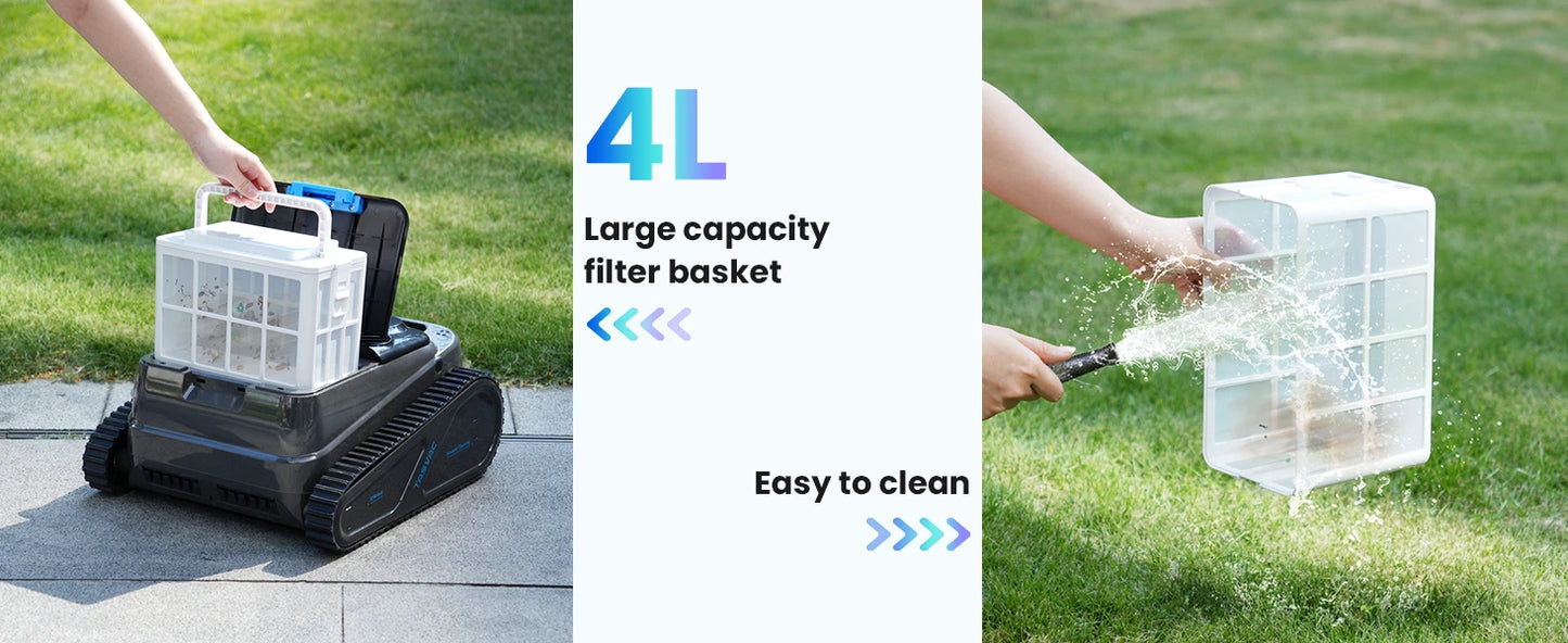 Cordless Robotic Pool Cleaner, Pool Vacuum for Inground Pools with 4 Motors, Wall & Waterline Cleaning, 300min Battery Life