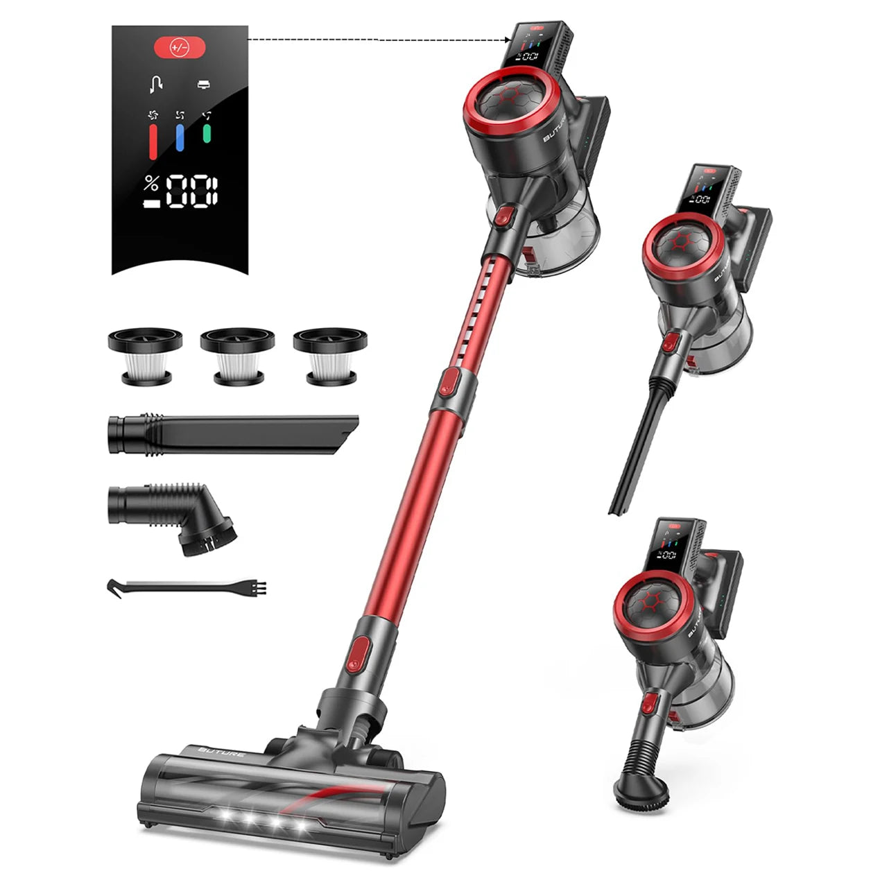 BUTURE 500W 50000Pa Powerful Cordless Vacuum Cleaner Wireless Handheld For Home Appliance with Touch Screen 55 Min Runtime
