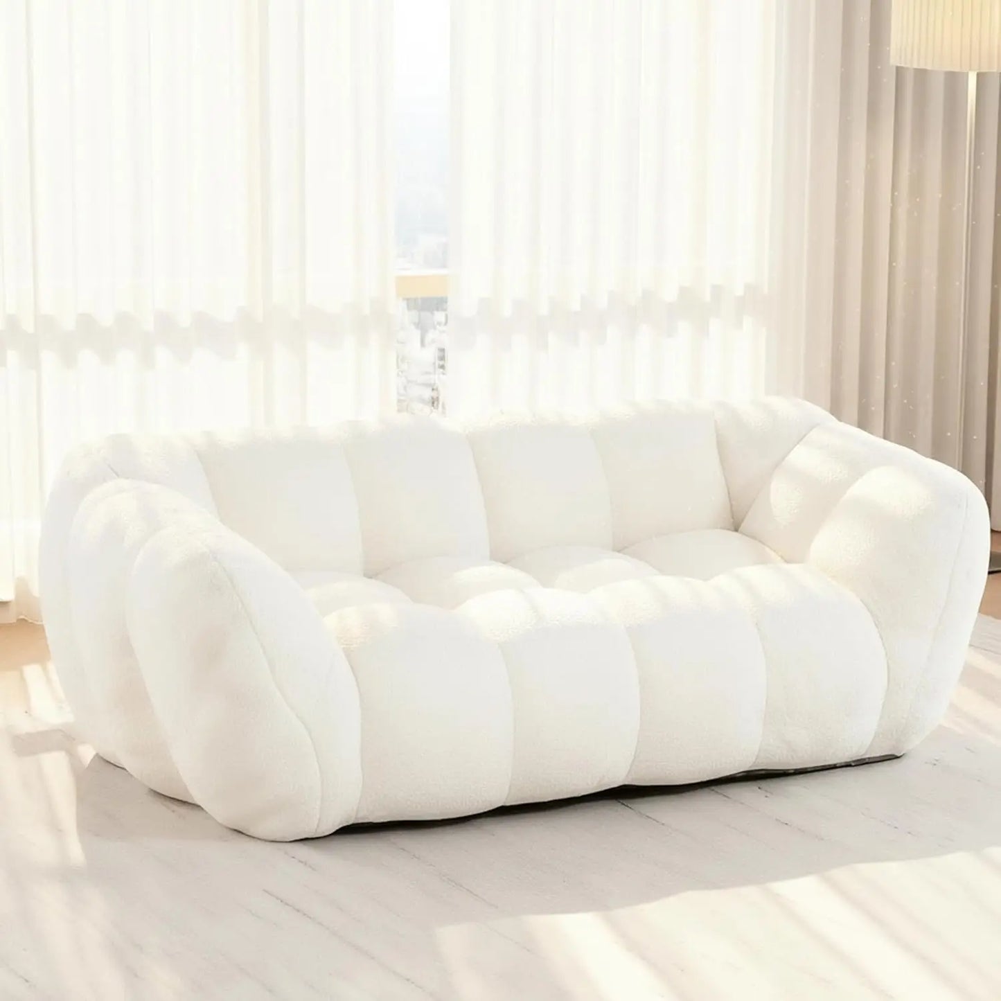 Giant Fluffy Bean Bag Chair with Armrest Ultra Soft Faux Fur Loveseat Floor Chair Living Room Bedroom Grey Customized