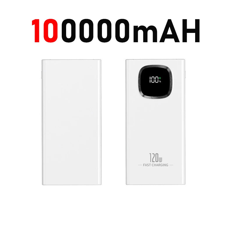 200000mah Power Bank 120w Fast Charging Portable Charger External Battery High Capacity Powerbank Digital Display