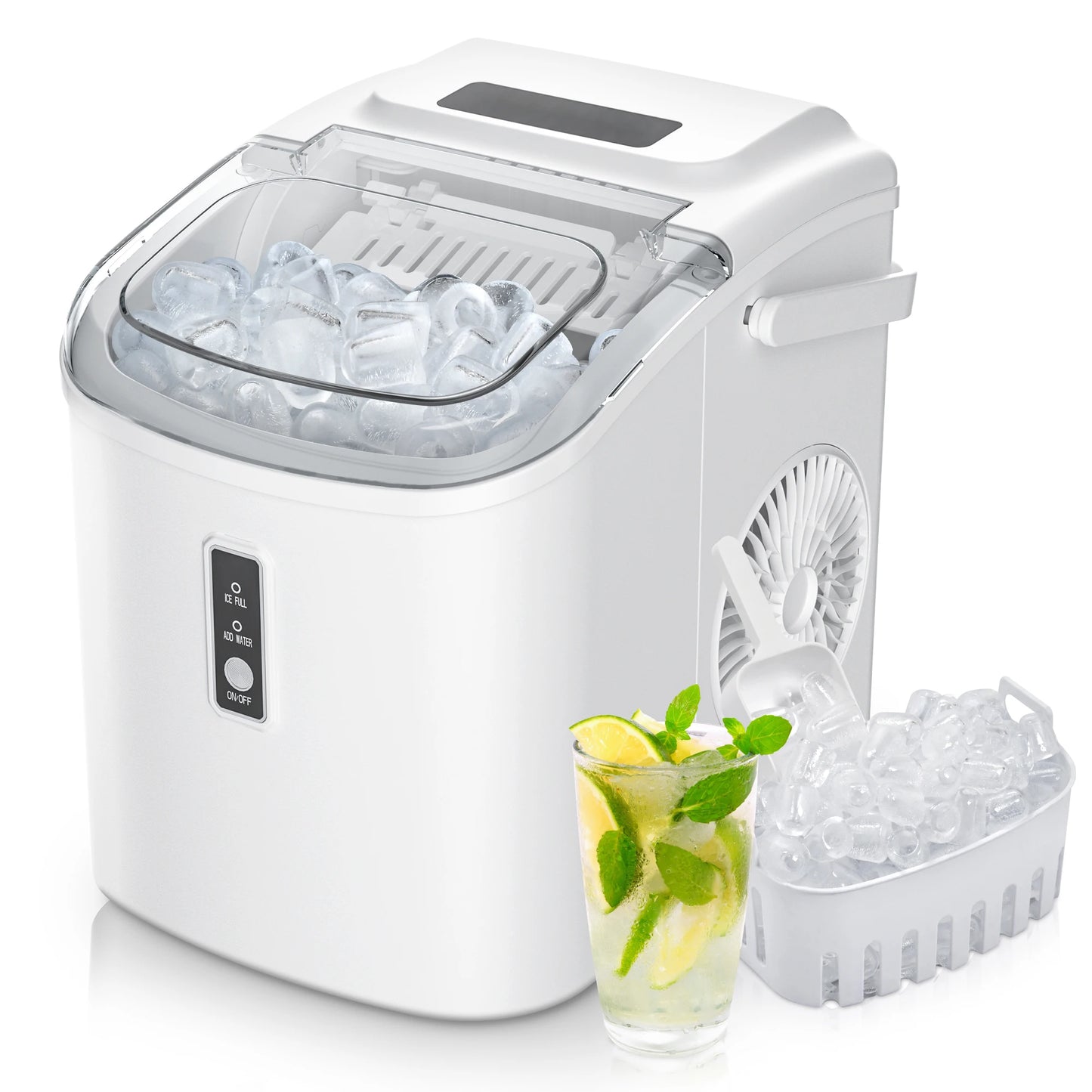 SIMZLIFE Portable Ice Maker Machine 26.5lbs/Day 9 Cubes in 6 Mins with Auto-Cleaning Basket and Scoop for Kitchen Office Party - Merit Sell