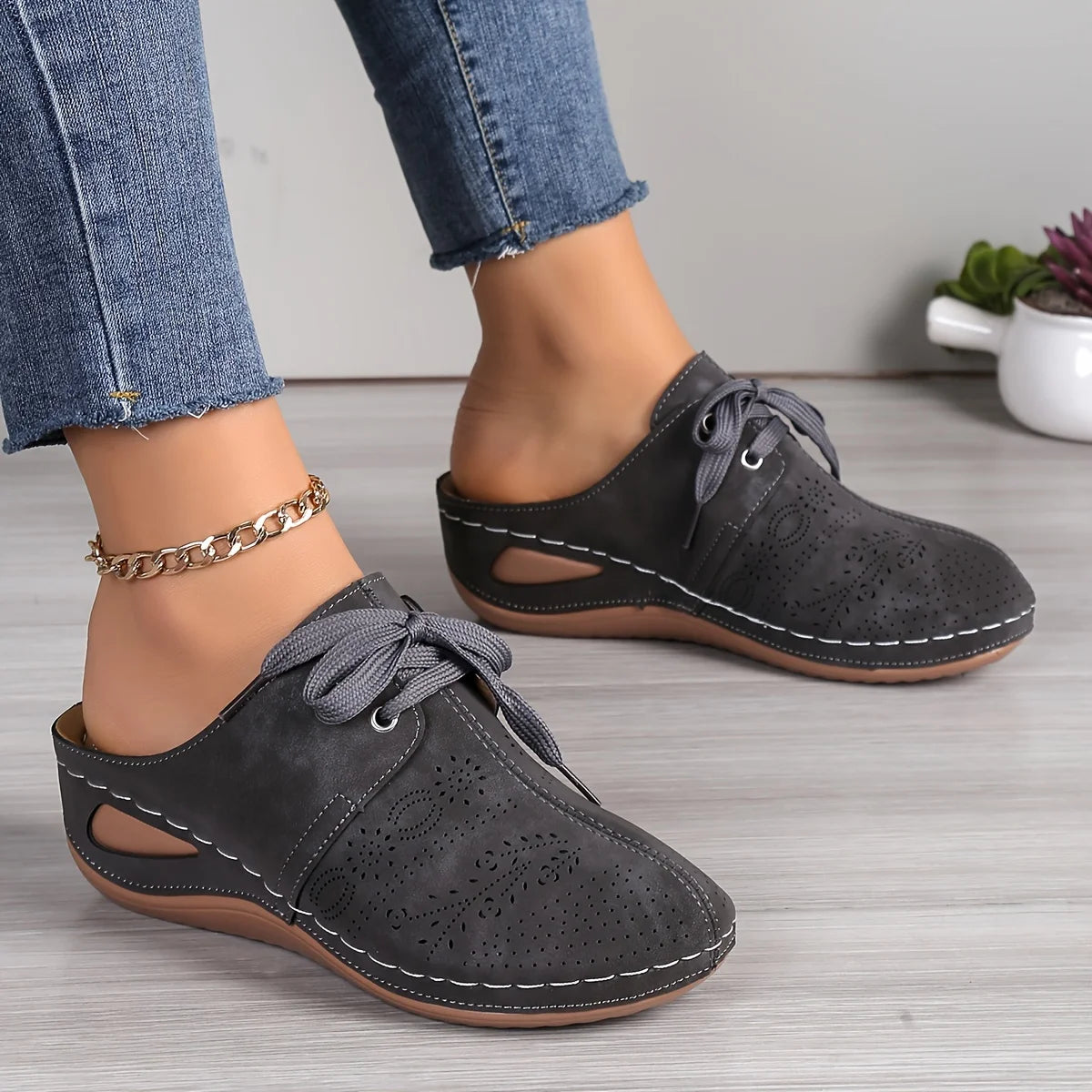 Stylish Womens Solid Color Wedge Heeled Sandals - Comfortable Slip-On Platform Shoes with Faux Leather Upper and Rubber Sole