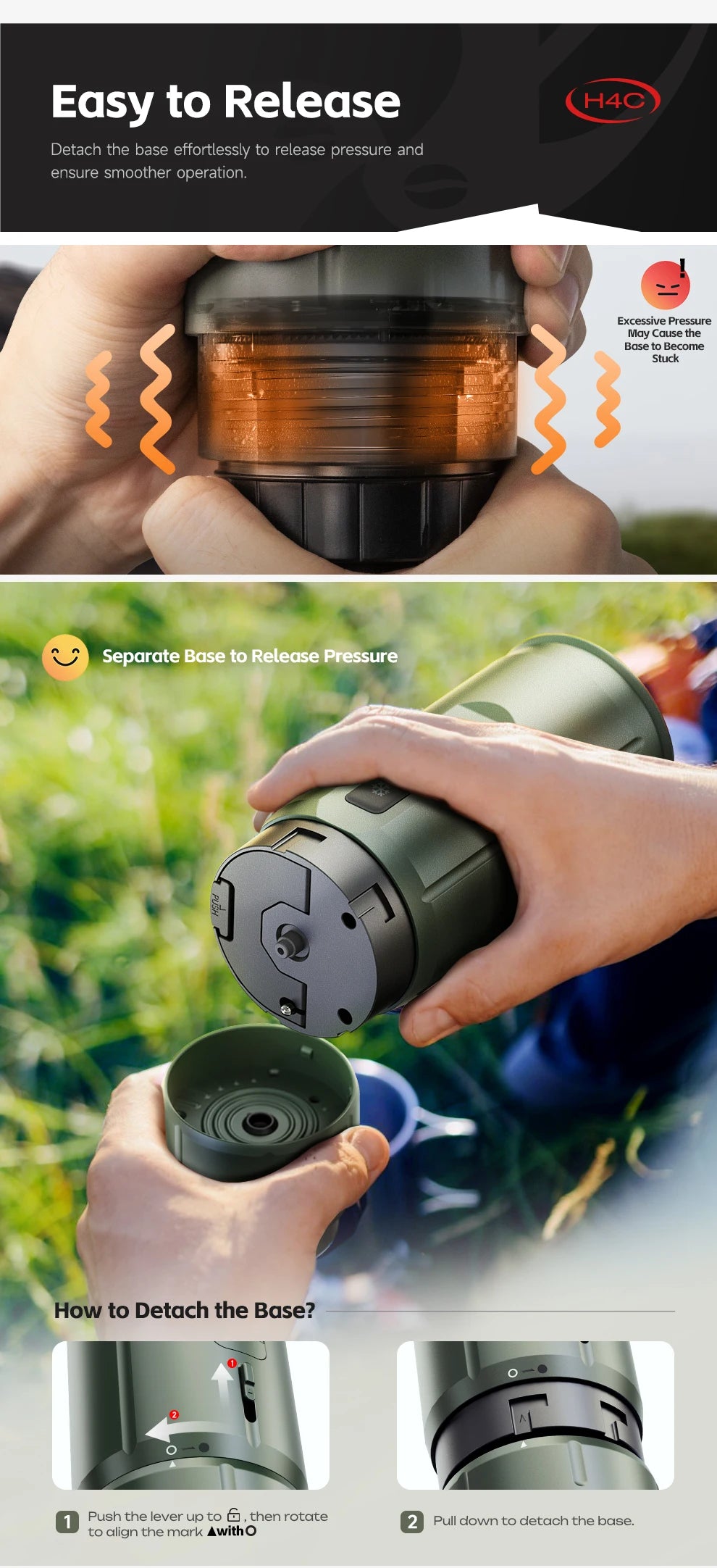 HiBREW Portable Espresso Coffee Machine for Car & Home Camping Coffee Maker Fit Nespresso Dolce Capsule Powder H4C
