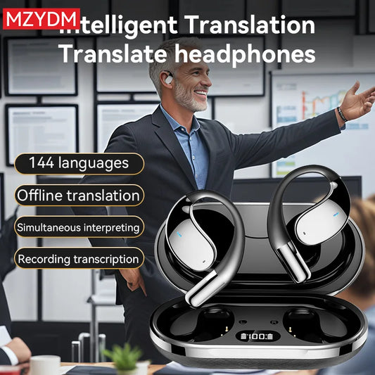 3-in-1 AI Translator Earbuds 144 Languages Noise Cancelling Bluetooth 5.4 Headset Instant Translator Smart Voice Real Time