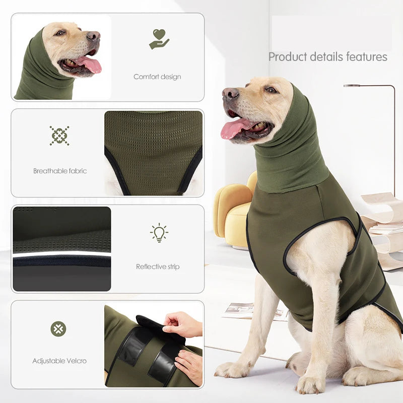 Thunder Stress Shirt Classic Dog Anxiety Jacket Army Green Anti Anxiety Thunder Vest For Dogs Anxiety Calming Dog Clothes