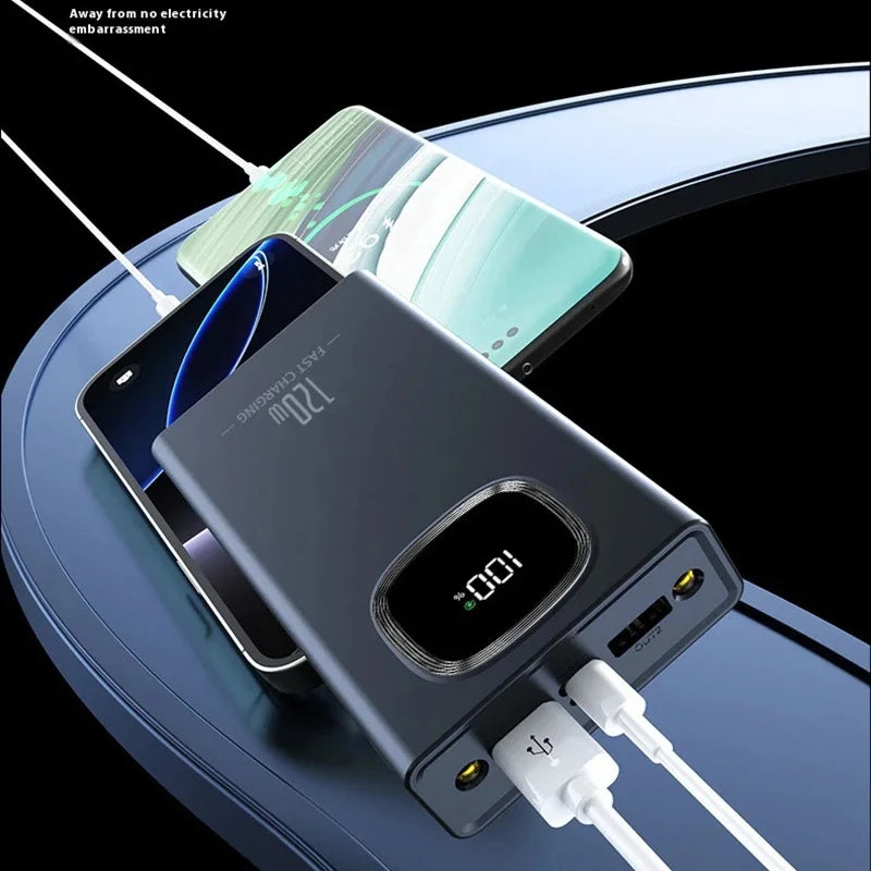 200000mah Power Bank 120w Fast Charging Portable Charger External Battery High Capacity Powerbank Digital Display