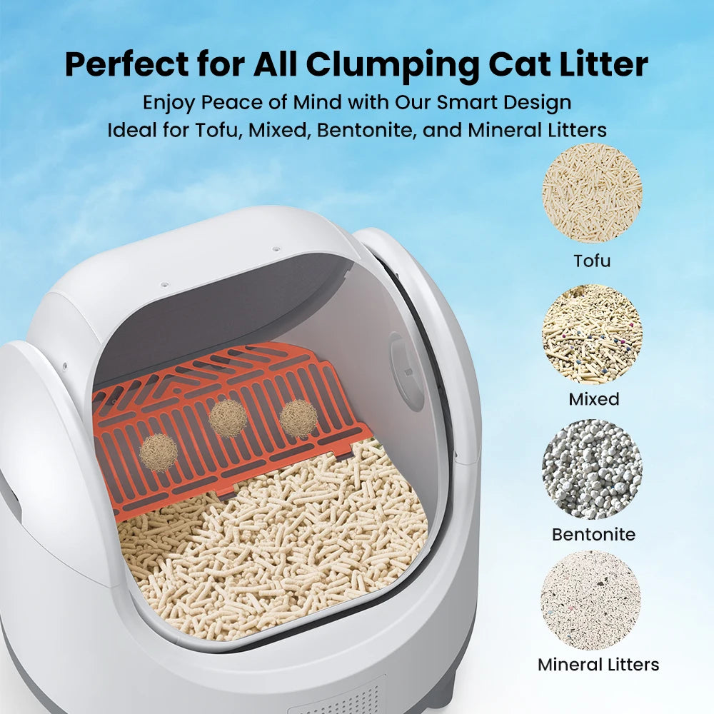 Smart Automatic Self-Cleaning Cat Litter Box EU Plug with Odor Control & WiFi Function, Easy to Clean with Cat Litter Mat