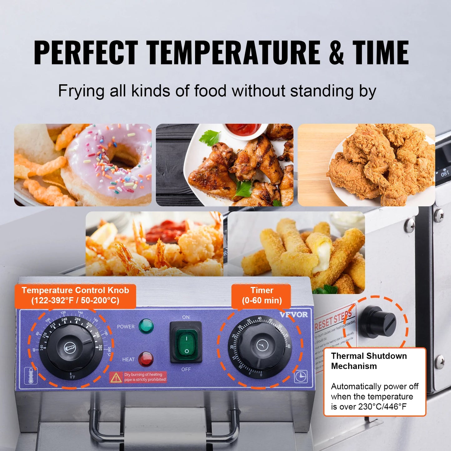 VEVOR 12L 5000W Electric Deep Fryer w/Dual Removable Tanks Commercial Countertop Fryer for Chicken French Fries Frying Chips