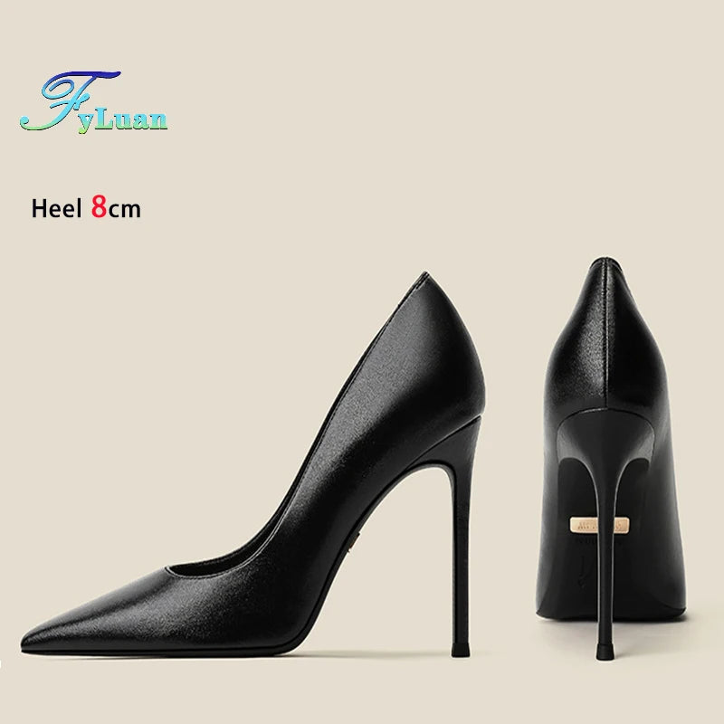 high-quality Sheepskin High Heels Party Office Fashion Pointed Shallow Women Shoes 6 8 10CM Stiletto Naked color Female Pumps