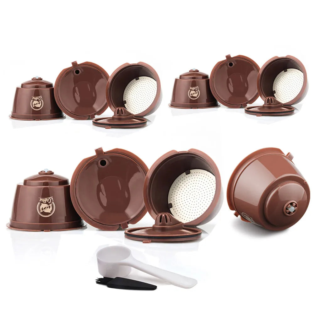 1/2/3/4/6/9/10pcs Refillable Reusable Coffee Capsules Pods For Necafe Dolce Gusto Refillable Crema Coffee Filters with Tamper