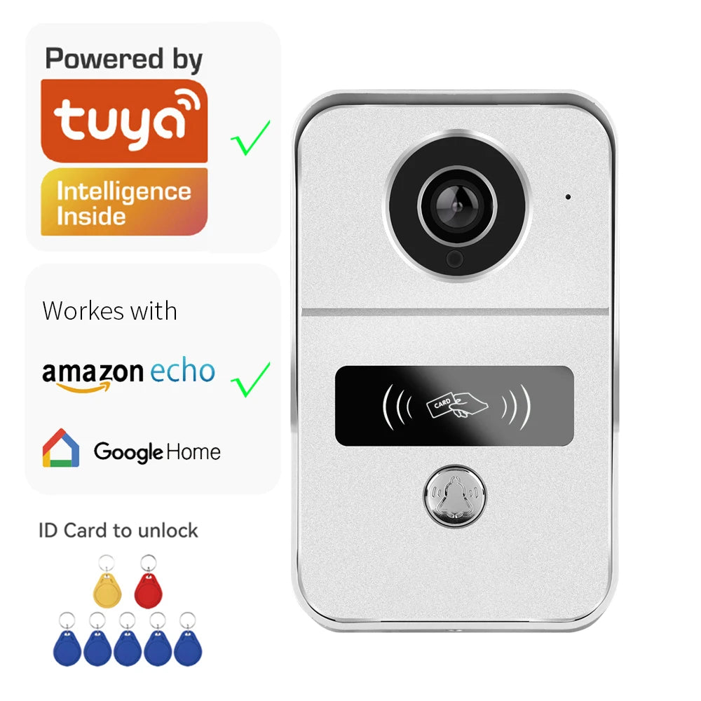 Tuya App 2.4G Wifi Wireless 1080P HD Video Doorbell Doorphone Villa Intercom Remote Door Lock Unlock Module 12V POE Connection