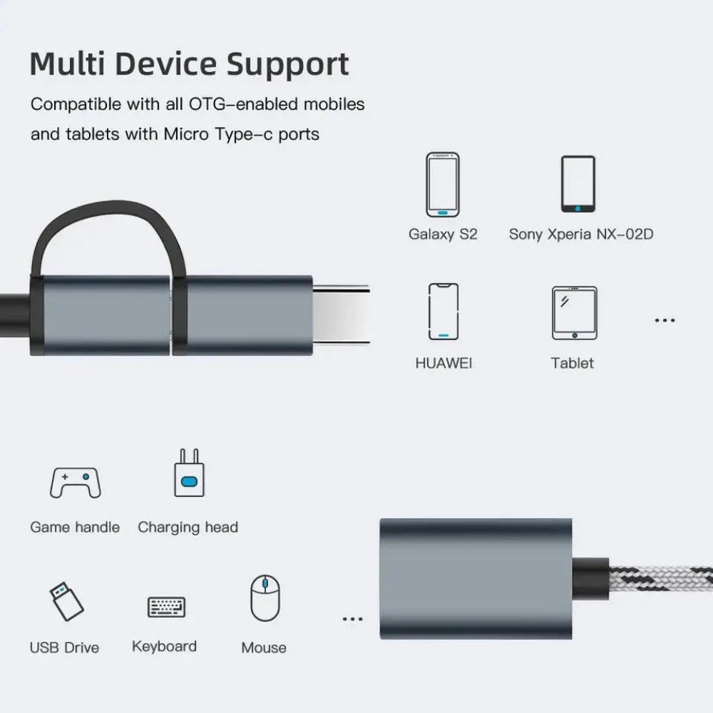 NNBILI New 2 in 1 USB 3.0 OTG Adapter Type C Micro USB to Type C Adapter Cable OTG Convertor for Gamepad Flash Disk Type-C Cable