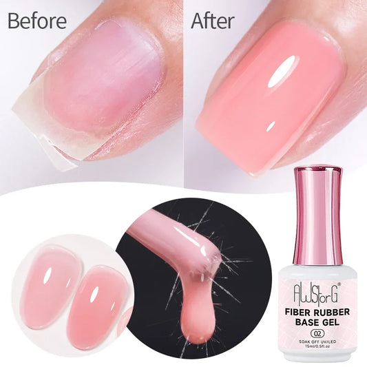 AWStorG 15ML Fiber Builder Nail Gel In A Bottle UV Semi Permanent Clear Pink Nail Strengthener Extension Construction Gel