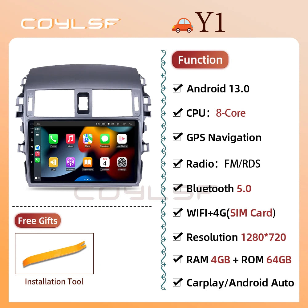 Carplay Android Auto for Toyota Corolla E140/150 2006 2007-2013 Multimedia Automotive Subwoofer Autoradio Android DSP 4G