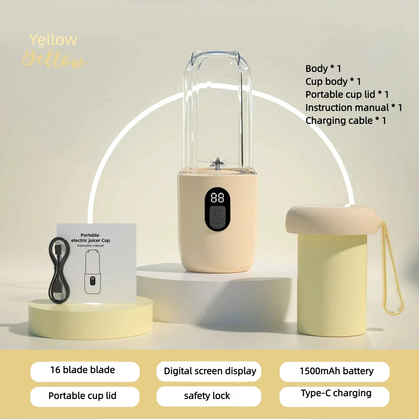 Portable Blender Bottle Electric 6 Blades Multifunction Juice Blender Fresh Juice Smoothie Blender Ice CrushCup Food Processor - Merit Sell