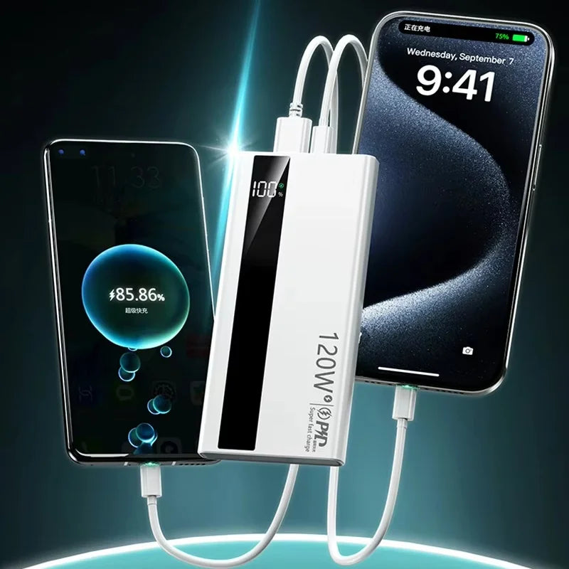 OnePlus 200000mA High Capacity Power Bank 120W Super Fast Charging Battery LED Digital Display Powerbank For Xiaomi Iphone