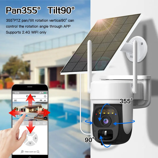 SZSINOCAM Wireless Solar-Powered Camera Single-Lens WiFi Pan-Tilt Camera Outdoor Video Surveillance Camera with Built-in Battery