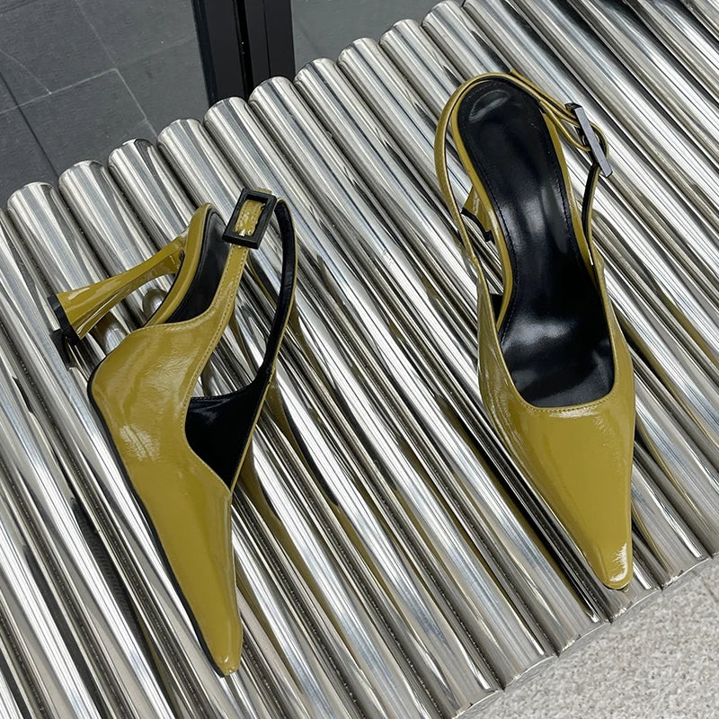 New In 2025 Pumps Footwear Elegant Women Heeled Shoes Fashion Buckle Strap Female Pointed Toe Slingbacks Ladies High Heels Shoes