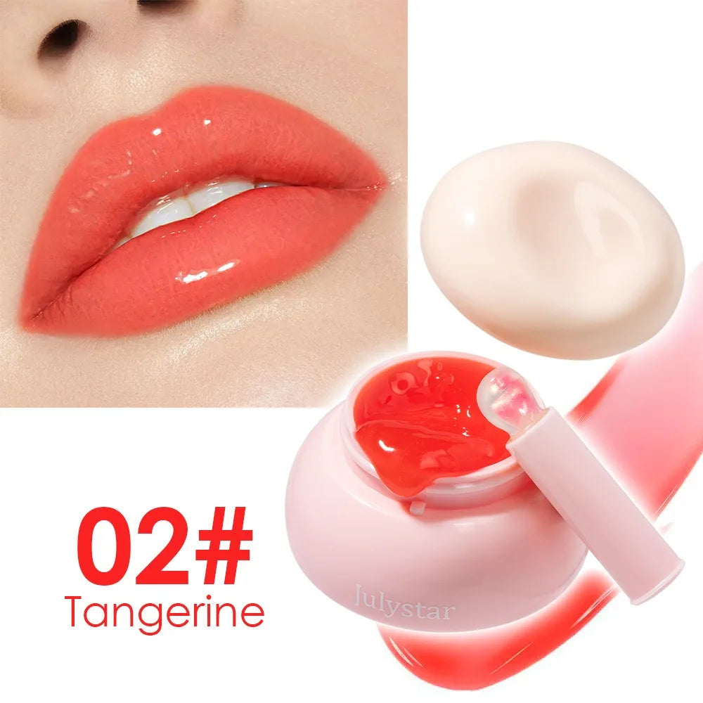 Long-lasting Moisturizing Solid Lip Jelly Red Tinted Lip & Cheek Jam Lip Balm Smooth Gloss Jelly LipGloss Water Light Lipsticks