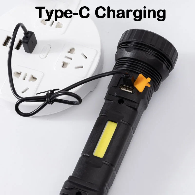 Multi-function Solar LED Flashlight Outdoor Super Long Range Torch Emergency Power Bank LED Solar Outdoor Light