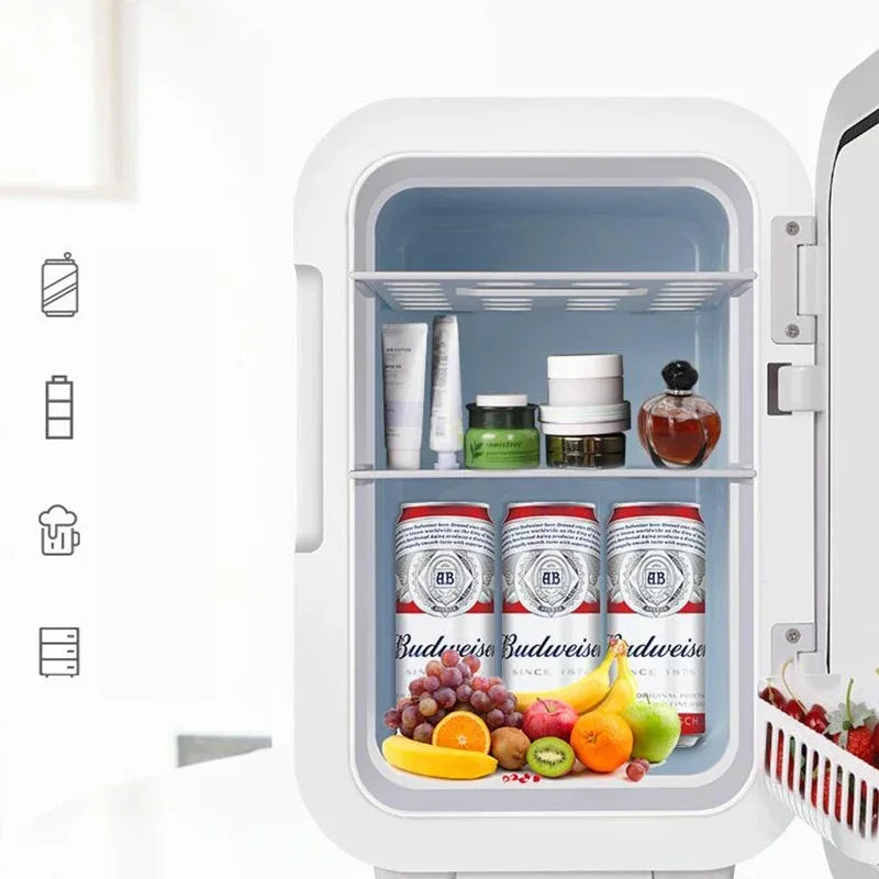 8L Mini Electric Refrigerator 12V 110V 220V Portable Camping Cooler and Warmer Makeup Refrigerat for Car and Home Dual-use