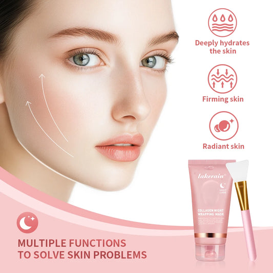 Collagen Overnight Wrapping Peel Off Facial Mask Moisturizing Reduce Fines Lines Dryness Hydration Brightening Korean Skin Care
