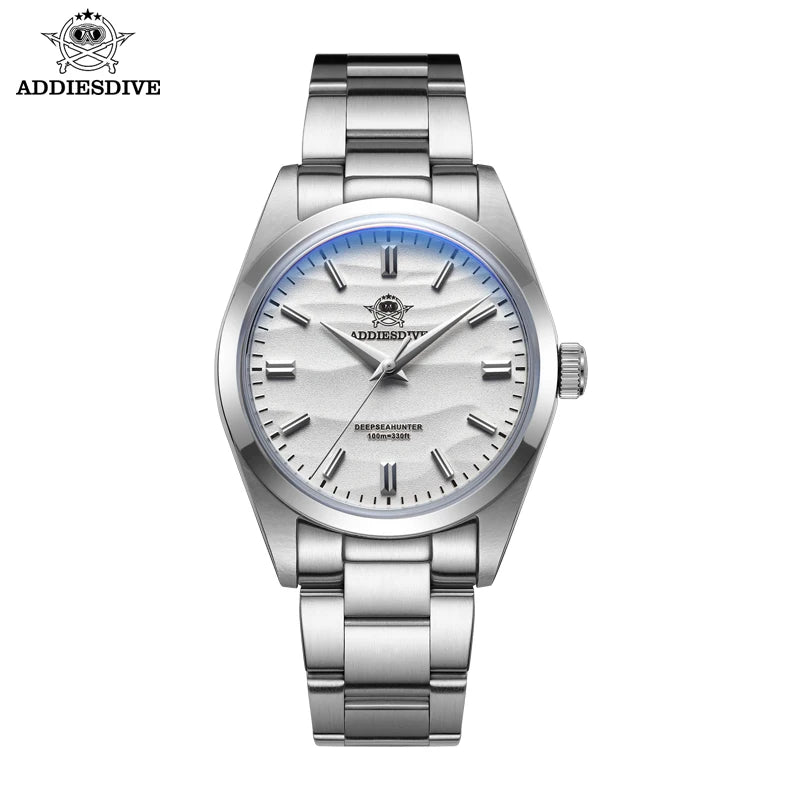 ADDIESDIVE 36mm AD2030 Men's Watch Desert Dial 316L Stainless Steel Reloj Hombre 100m Waterproof Quartz Watches
