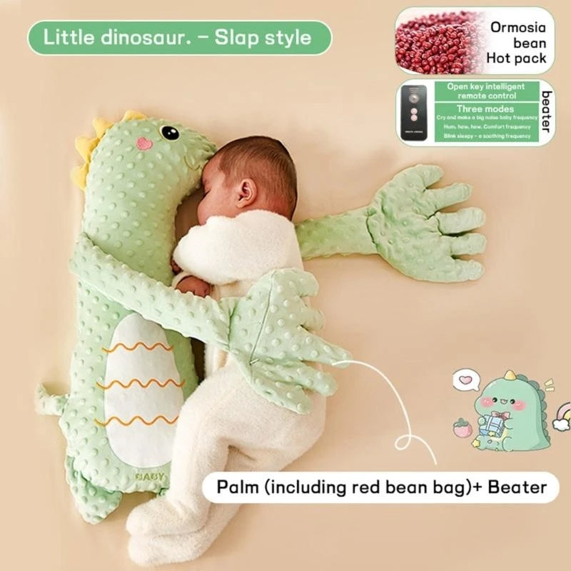 Infant Sleeping Comforter Soft & Breathable Cartoon Pacify Hand Soother with Automatic Beating for Better Sleep Quality A2UB