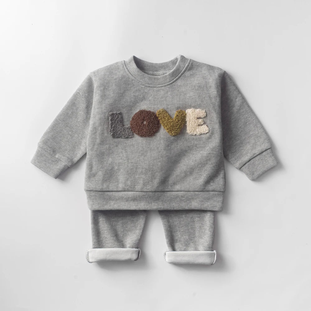 2024 Spring Baby Boys Clothes Cute Organic Cotton Sets Girls Long Sleeve Casual Sweatshirt+Pants 2pcs Kids Clothes Sports Suit