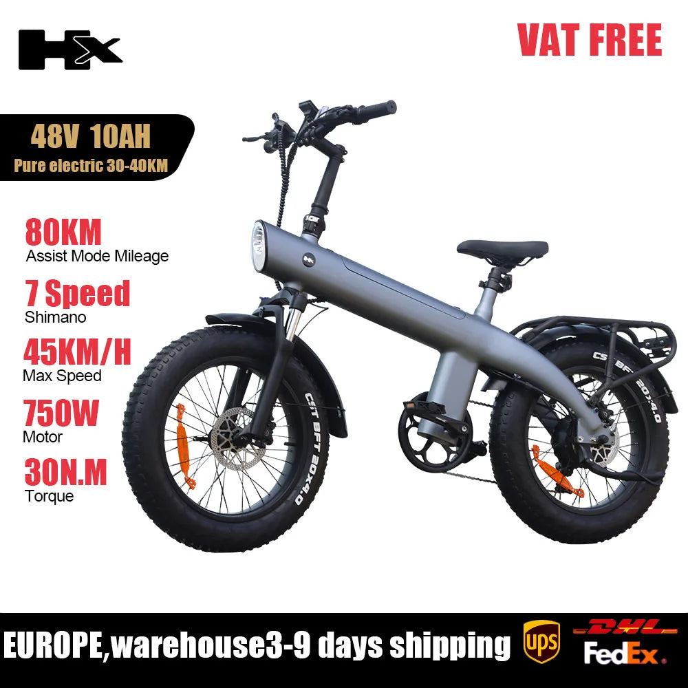 HX Q3 2000W Adult Electric Bicycle 48V 20AH E Bike Removable Battery Foldable Ebike 20 inch fat tire Electric Bike
