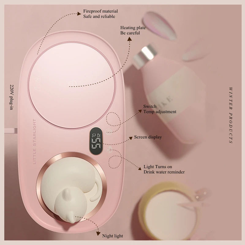 Electric Cup Heater 3 Gear Temperature Mug Warmer Coffee Milk Water Heating Cup Coaster Mat with Night Light Cup Heater