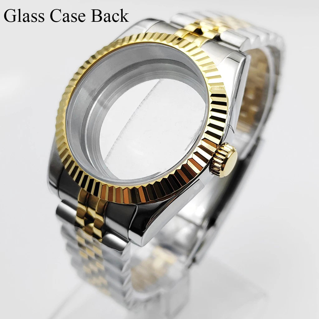 Gold 36mm 39mm Watch Case Stainless Steel Sapphire Glass For NH35 NH36 ETA2824 2836 Miyota8215 8205 821A PT5000 ST2130 Movement