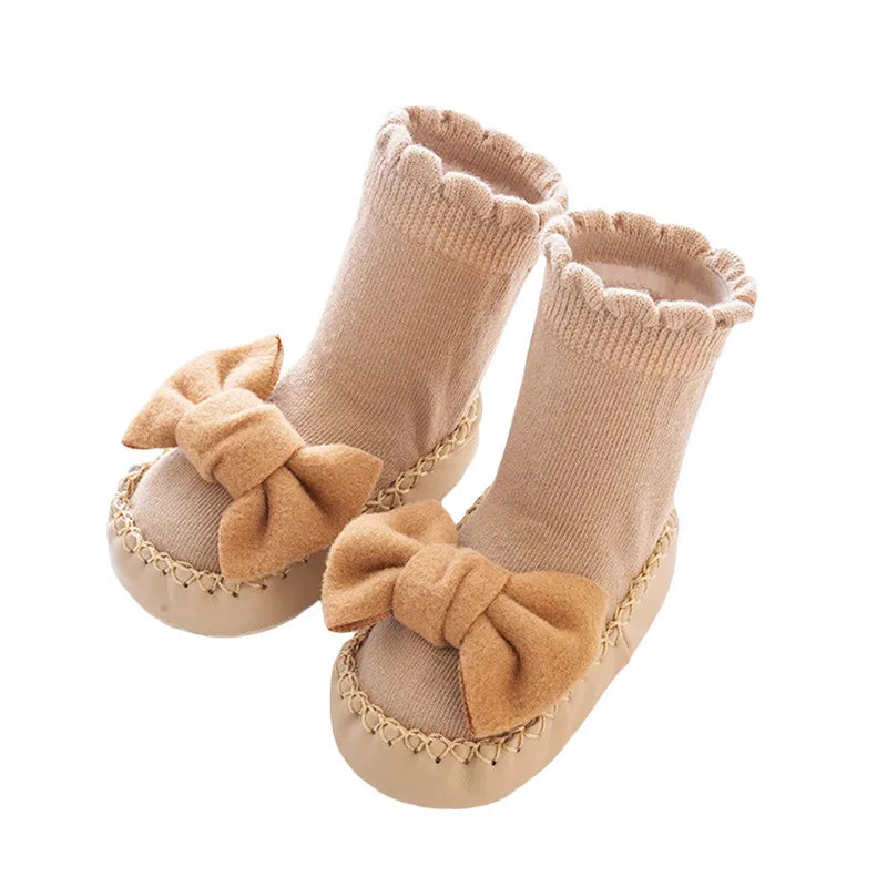 Baby Girls Socks Shoes Autumn Winter Clothes Cute Bow Socks Non-slip Soft Lightweight Floor Socks Baby Items Clothing