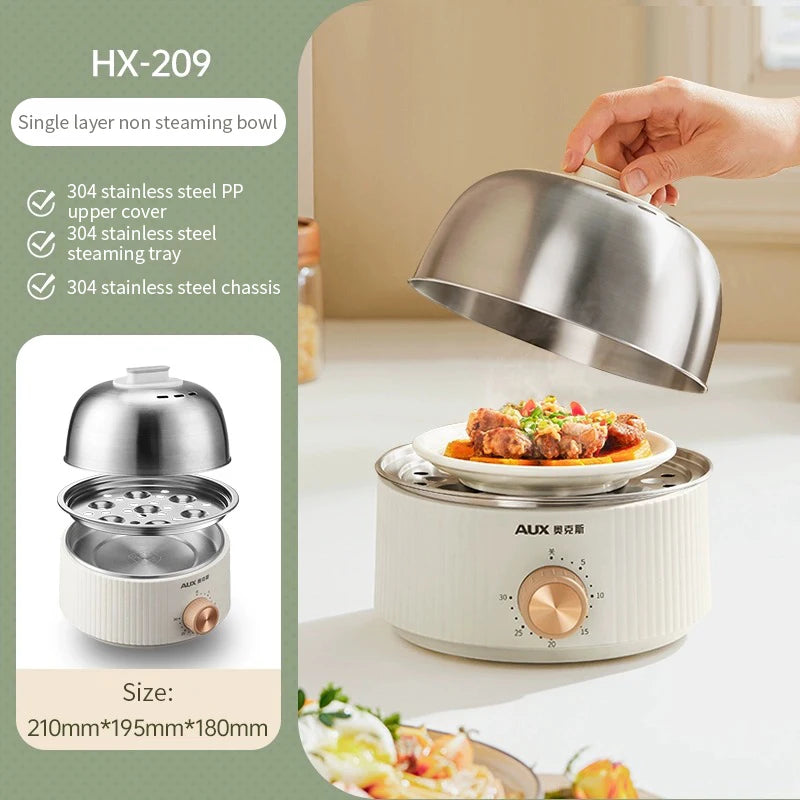 350W Electric Egg Cooker Timed Egg Boiler Breakfast Machine Automatic Steamer Egg Custard Steaming Cooker Food Warmer 2 Layers