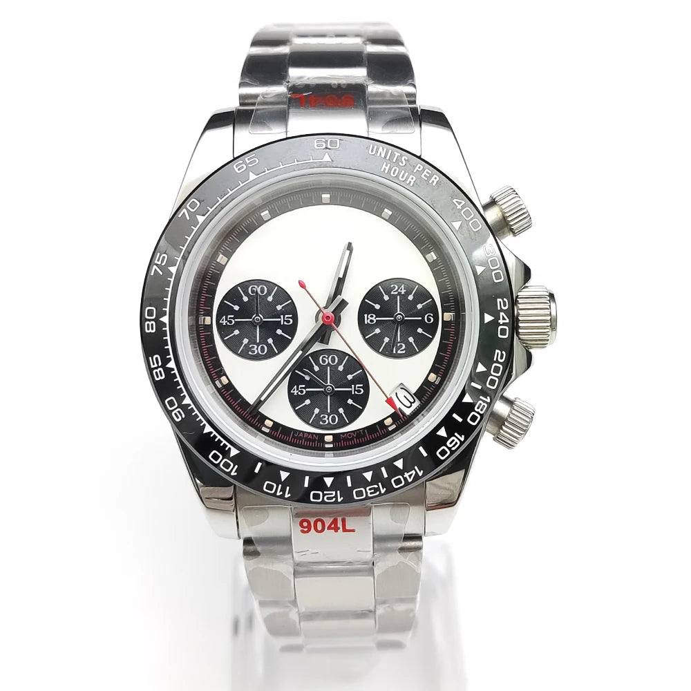 20 Colors dress 39mm Quartz Chronograph Sapphire Crystal Stainless Luminous Men's Watch VK63 Movement Calendar Strap
