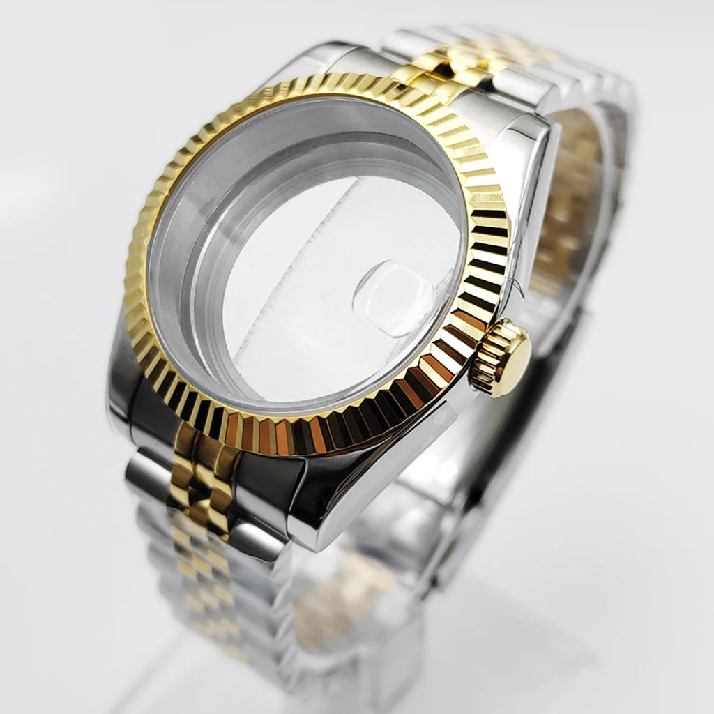 Gold 36mm 39mm Watch Case Stainless Steel Sapphire Glass For NH35 NH36 ETA2824 2836 Miyota8215 8205 821A PT5000 ST2130 Movement