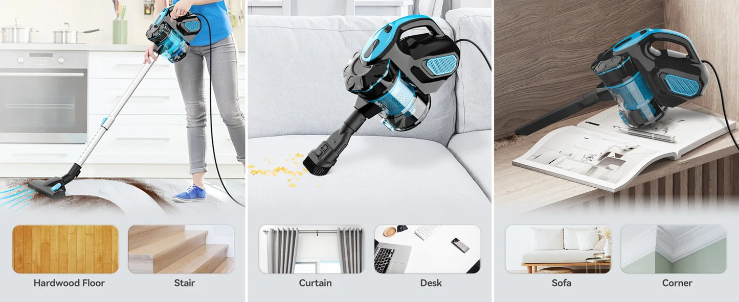 INSE I5 Corded Vacuum Cleaner with 600W Motor 18Kpa Powerful Stick Handheld Vaccum Cleaner for Home Pet Hair Hard Floor Cleaning