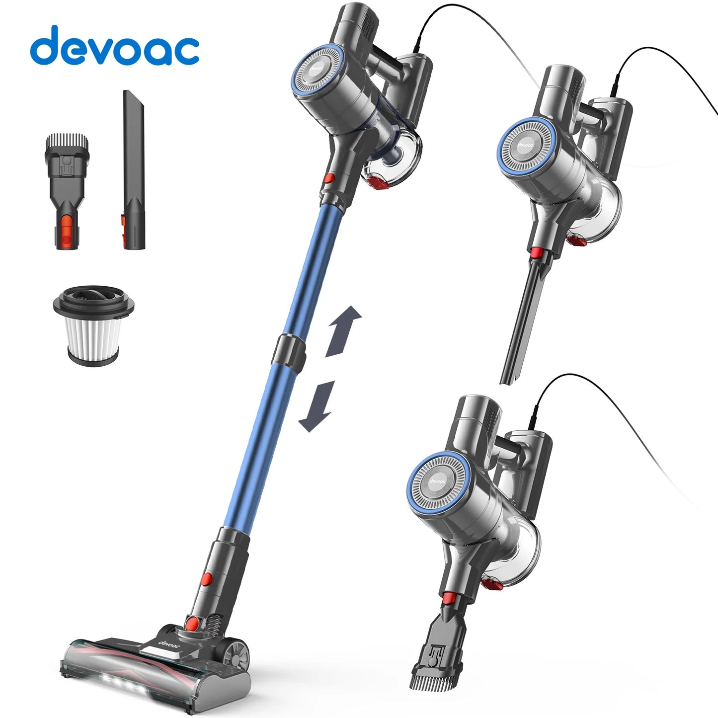 I8 Corded Vacuum Cleaner 23Kpa 600W Stick Vacuum Cleaner With 20ft Line Free-Stand 6 in 1 Handheld Vacuum for Household Cleaning
