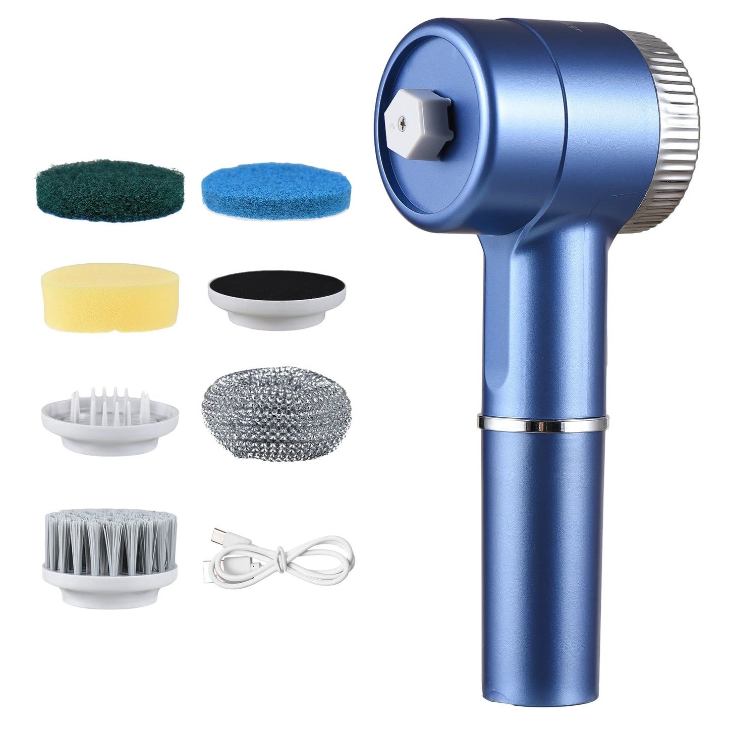 Electric Cleaning Brush Set Portable Cordless Electric Spin Scrubber Waterproof Digital Display Handheld Scrubber for Kitchen